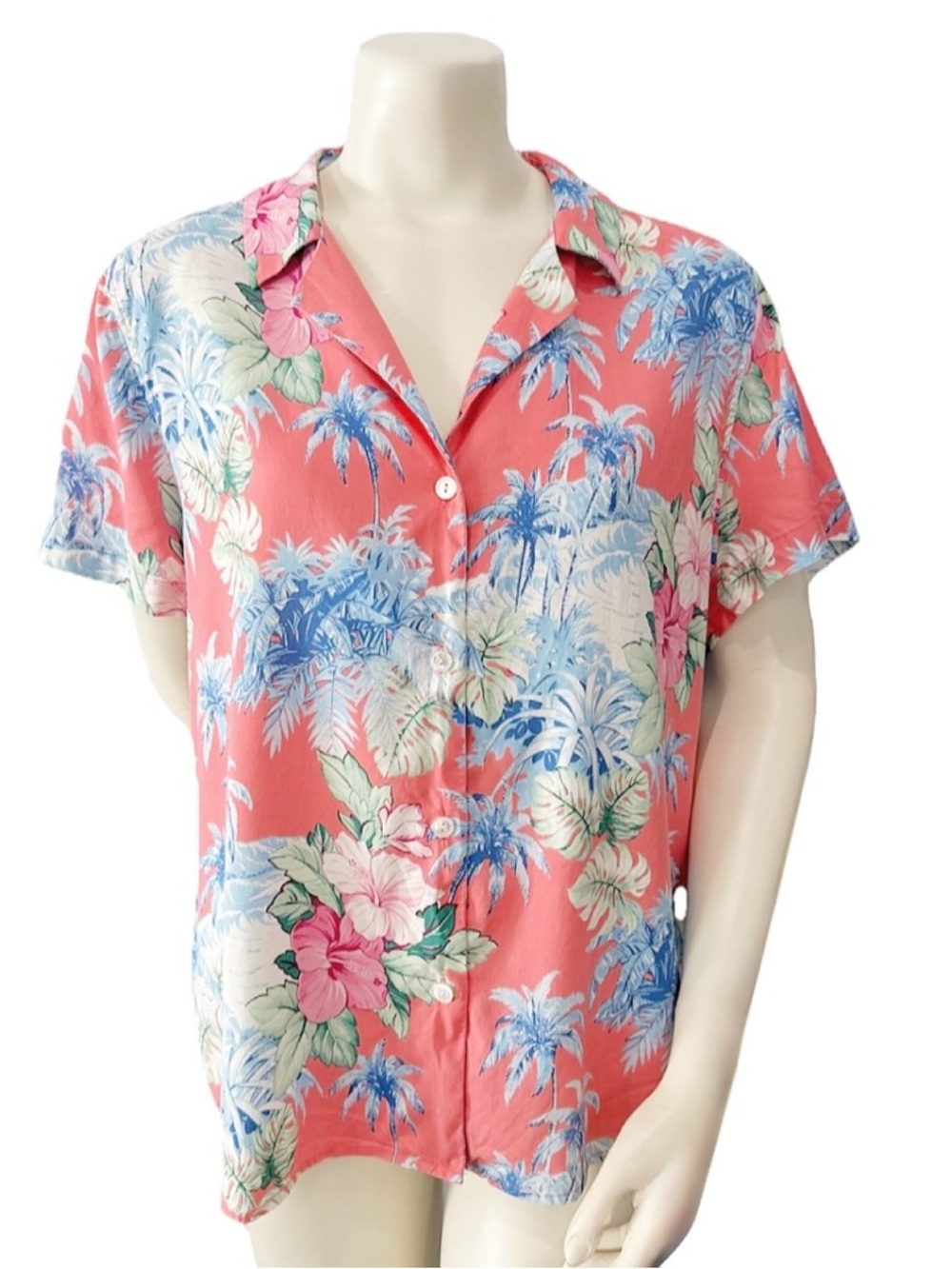 Tommy Bahama Men’s Silk Camp Shirt Manta Bay Talulla SS XL Coral / Pink Tropical